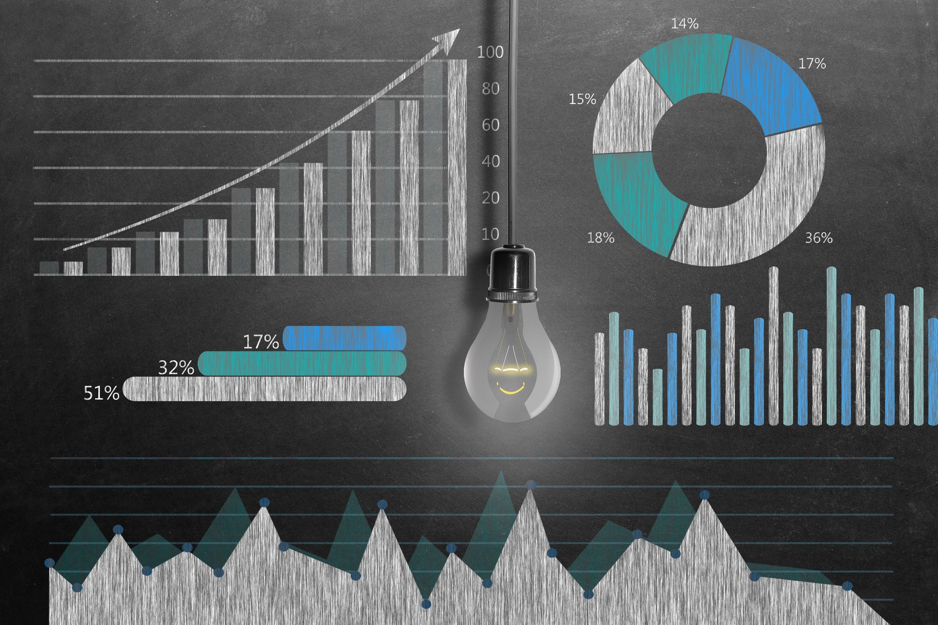 Global business growth Infographic drawn on blackboard